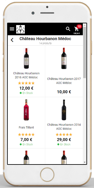 Accès direct aux produits et navigation intuitive.